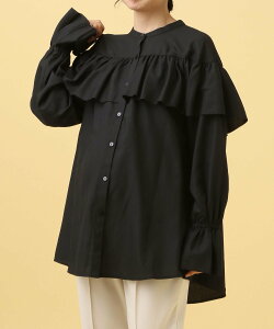 【SALE/50%OFF】LEPSIM 【産前・産後対応】マタニティ/無地柄フリルブラウス レプシィム マタニティウェア・ベビー用品 マタニティトップス ブラウン ブラック ベージュ