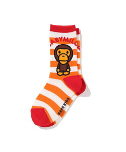 A BATHING APE BABY MILO STRIPE SOCKS �A �x�C�V���O �G�C�v �C���E���b�O�E�F�A �C�� �I�����W �u���[
