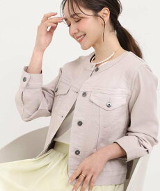 【SALE／25%OFF】SHOO・LA・RUE 【SHOO・LA・RUE DENIM/S-LL/高レビュー】大人のための ノーカラーデニムジャケット シューラルー ジャケット・アウター デニムジャケット ネイビー ブルー【送料無料】