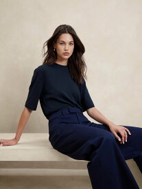 【SALE／40%OFF】BANANA REPUBLIC FACTORY STORE (W)BANANA REPUBLIC FACTORY STORE　　半袖フォーエバークルーネックセーター バナナ・リパブリック ファクトリーストアー トップス ニット ネイビー ホワイト レッド イエロー【送料無料】