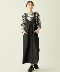 【SALE／30%OFF】ANY イージーケアジャンパースカート エニィ ワンピース・ドレス ジャンパースカート グレー ブラック【送料無料】