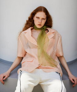 MAISON SPECIAL Half-Sleeve Sheer Check Jacket / �n�[�t�X���[�u�V�A�[�`�F�b�N�W���P�b�g ���]���X�y�V���� �W���P�b�g�E�A�E�^�[ �e�[���[�h�W���P�b�g�E�u���U�[ �u���b�N�y���������z