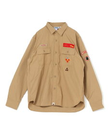 A BATHING APE BAPE RELAXED FIT BOYSCOUT SHIRT M ア ベイシング エイプ トップス シャツ・ブラウス ベージュ ブラック【送料無料】