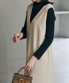 【SALE／20%OFF】Ranan Ranan/(W)あったか裏ベロアニットコールジャンパースカート ラナン ワンピース・ドレス ジャンパースカート ブラック グレー ベージュ