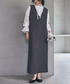 【SALE／14%OFF】Ranan Ranan/(W)あったか裏ベロアニットコールジャンパースカート ラナン ワンピース・ドレス ジャンパースカート ブラック グレー ベージュ