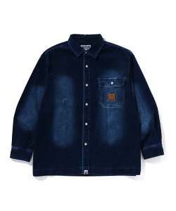 A BATHING APE INDIGO DYE CORDUROY LS SHIRTS A xCVO GCv gbvX VcEuEX u[yz