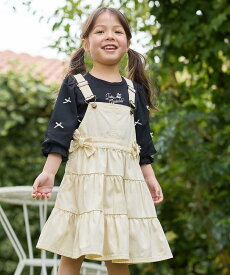 【SALE／50%OFF】ANY KIDS ティアード デニムジャンパースカート エニィ ワンピース・ドレス ジャンパースカート ベージュ ブルー