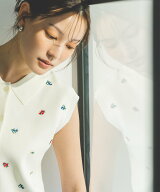 NATURAL BEAUTY BASIC ＜N.＞ポロカラーフラワー刺繍ニット ナチュラルビューティベーシック トップス ニ…
