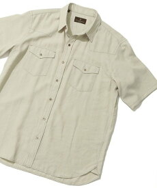 MEN'S BIGI リネン混ポリエステル シャンブレーシャツ made in japan メンズ ビギ トップス シャツ・ブラウス ベージュ ネイビー【送料無料】