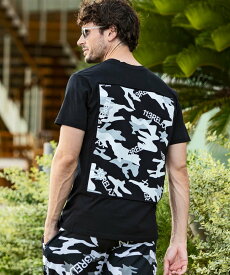 【SALE／30%OFF】1PIU1UGUALE3 RELAX (M)1PIU1UGUALE3 RELAX/CAMO PATTERN T-SHIRTS シフォン トップス カットソー・Tシャツ ブラック ホワイト【送料無料】