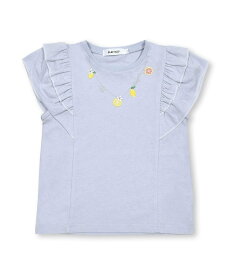 SLAP SLIP イチゴレモンネックレス風刺しゅう袖フリルTシャツ(80~140cm) ベベ オンライン ストア トップス カットソー・Tシャツ ホワイト パープル