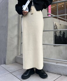 【SALE／71%OFF】CIAOPANIC TYPY 《ー3キロ見え》リブニットスカート チャオパニックティピー スカート ロング・マキシスカート イエロー ブルー ピンク ホワイト レッド カーキグリーン グレー ブラック ネイビー