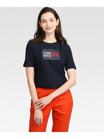 【SALE／40%OFF】TOMMY HILFIGER (W)TOMMY HILFIGER(トミーヒルフィガー) フラッグロゴTシャツ トミーヒルフィガー トップス カットソー・Tシャツ ネイビー ホワイト【送料無料】