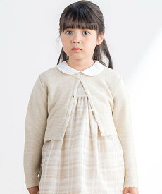 【SALE／5%OFF】Tartine et Chocolat 【UVカット】【日本製】ガーター編みラメセーターカーディガン(90~130cm) ベベ オンライン ストア ジャケット・アウター テーラードジャケット・ブレザー ベージュ【送料無料】