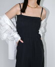 シャーリング ベアトップ キャミ サロペット