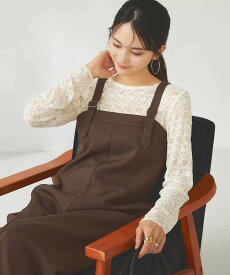 【SALE／50%OFF】a.v.v 【洗える】Iラインサスペンダー付きジャンスカ アー・ヴェ・ヴェ ワンピース・ドレス ジャンパースカート ブラウン ブラック【送料無料】