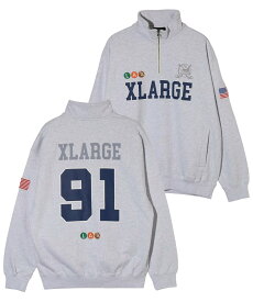 XLARGE HOCKEY HALF ZIP SWEATSHIRT スウェット XLARGE エクストララージ トップス スウェット・トレーナー グレー グリーン ネイビー【送料無料】