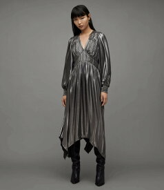 【SALE／30%OFF】ALLSAINTS (W)ESTELLE METALLIC DRESS オールセインツ ワンピース・ドレス ドレス グレー【送料無料】