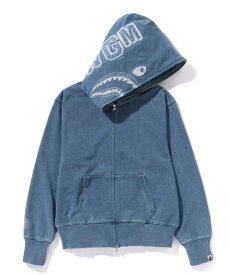 A BATHING APE INDIGO SHARK FULL ZIP HOODIE ア ベイシング エイプ トップス パーカー・フーディー ブルー【送料無料】