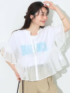 coca シアーフリルブラウス コカ トップス シャツ・ブラウス ブラウン ピンク ベージュ ブルー レッド ホ…
