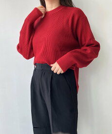 【SALE／57%OFF】AS KNOW AS plus ◇『伸縮』『6色展開』もちもち素材ちびリブニットプルオーバー アズノゥアズプラス トップス ニット ブラック グリーン レッド ホワイト