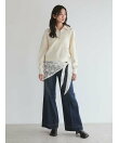 カシミヤ混ハーフジップニットプルオーバー