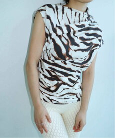 EDIT.FOR LULU 【GANNI/ガニー】Printed Stretch Cotton Ruched Top エディット フォー ルル トップス シャツ・ブラウス ベージュ【送料無料】