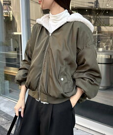【SALE／30%OFF】andme リバーシブルフード付きMA-1ブルゾン アンドミー ジャケット・アウター ブルゾン・ジャンパー ブラック ホワイト【送料無料】