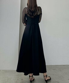 【SALE／61%OFF】JUNOAH バックレースアップフレアキャミワンピース ジュノア ワンピース・ドレス ワンピース グレー ホワイト ベージュ ブラウン ブラック