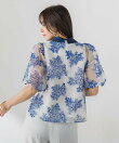 ブーケ刺繍オーガンジーブラウス