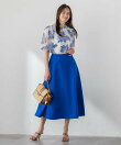 ブーケ刺繍オーガンジーブラウス