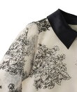 ブーケ刺繍オーガンジーブラウス