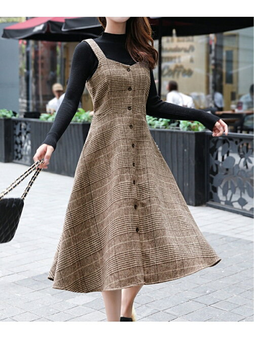 Grandeir グレンチェック柄フレアサロペットワンピース Rakuten Fashion 楽天ファッション 旧楽天 ブランドアベニュー Bx2847