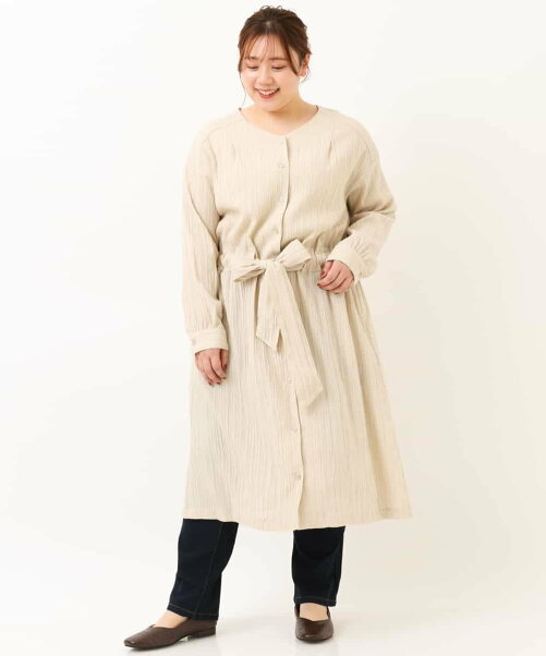 Eur3 大きいサイズ 洗える 縦見え ナチュラルフェミニン楊柳ワンピース Rakuten Fashion 楽天ファッション 旧楽天ブランドアベニュー Cn6847