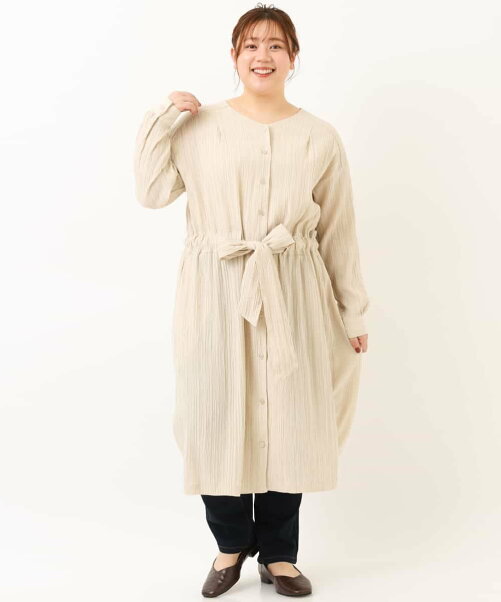 Eur3 大きいサイズ 洗える 縦見え ナチュラルフェミニン楊柳ワンピース Rakuten Fashion 楽天ファッション 旧楽天ブランドアベニュー Cn6847