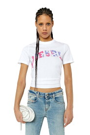 【SALE／30%OFF】DIESEL レディース 半袖Tシャツ トップス ロゴ ディーゼル トップス カットソー・Tシャツ ホワイト ブラック【送料無料】