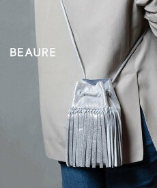 【SALE／18%OFF】BEAURE BEAURE/(W)タッセルショルダーバッグ B-23410 セットアップセブン バッグ ショルダーバッグ ベージュ ブラック パープル シルバー【送料無料】