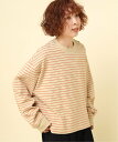 【SALE／20%OFF】RNA-N M2379 ボーダーBIGロンT アールエヌエーエヌ トップス カットソー・Tシャツ ブラウン ベージュ グレー ブルー【送料無料】