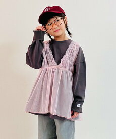 【SALE／10%OFF】CIAOPANIC TYPY 【新色追加】【KIDS】シャーリングチュール2WAYチュニック チャオパニックティピー ワンピース・ドレス その他のワンピース・ドレス ホワイト グリーン ブルー ピンク レッド ブラック