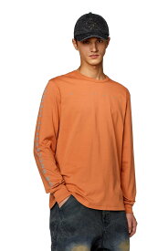 DIESEL メンズ Tシャツ 長袖 T-JUST-LS-N7 ディーゼル トップス カットソー・Tシャツ ホワイト ブラック オレンジ【送料無料】