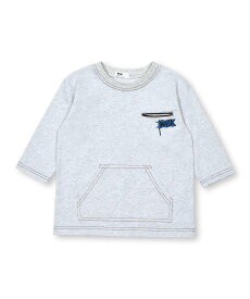 WASK 【抗菌防臭】配色ステッチ7分袖天竺Tシャツ(100~160cm) ベベ オンライン ストア トップス カットソー・Tシャツ グレー ブラック【送料無料】