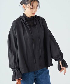 【SALE／50%OFF】SHIPS WOMEN ＜洗濯機可能＞シアー スキッパー ボリューム スリーブ ブラウス シップス トップス シャツ・ブラウス ブルー ホワイト ブラック【送料無料】