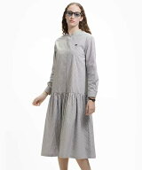 【SALE／40%OFF】LACOSTE バンドカラーロングシャツドレス / ストライプシャツワンピース ラコステ ワン…