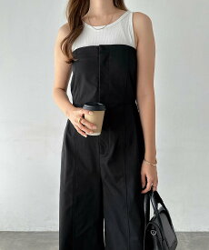 【SALE／60%OFF】andme ベアトップ ツイル サロペット アンドミー オールインワン・オーバーオール オーバーオール・サロペット ブラック グリーン
