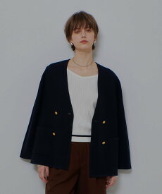 【SALE／50%OFF】allureville ガーターノーカラーニットジャケット アルアバイル トップス カーディガン ホワイト ブルー ネイビー ブラック【送料無料】