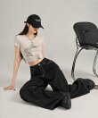 ワイドデニムパンツ ハイウエストジーンズ