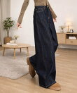 ワイドデニムパンツ ハイウエストジーンズ