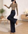 ワイドデニムパンツ ハイウエストジーンズ