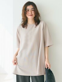 coca エンボス加工半袖チュニック コカ トップス カットソー・Tシャツ ブラック ネイビー ブルー ベージュ