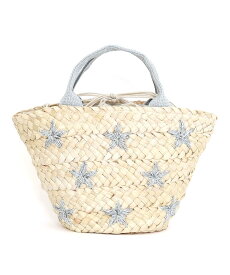 【SALE／40%OFF】COOCO ラメ糸星柄刺繍メイズブレードカゴバッグ プードゥードゥー バッグ かごバッグ シルバー ブラック ホワイト